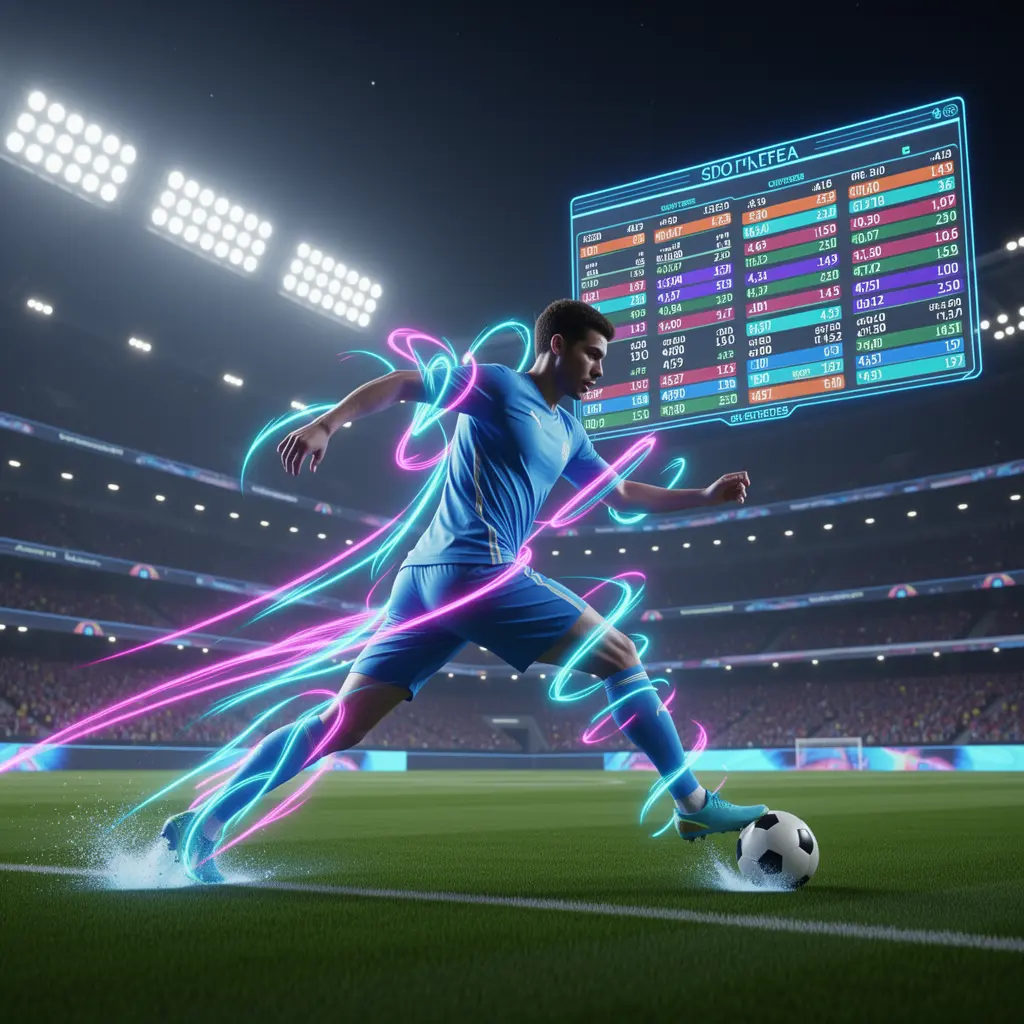 Tesoro77 – Bet on your favorite sports with confidence in Mexico Dynamic neon soccer player with glowing effects and a floating betting interface representing fast and interactive sports betting on Tesoro77 in Mexico