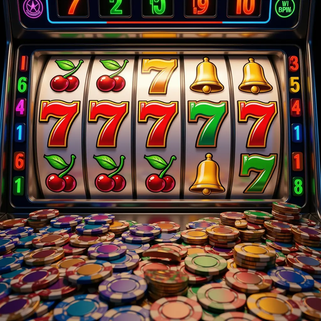 Tesoro77 – Spin high quality slots and chase jackpots in Mexico Close-up of a modern slot machine with bright 777 symbols and casino coins highlighting the premium slot experience at Tesoro77 for Mexico